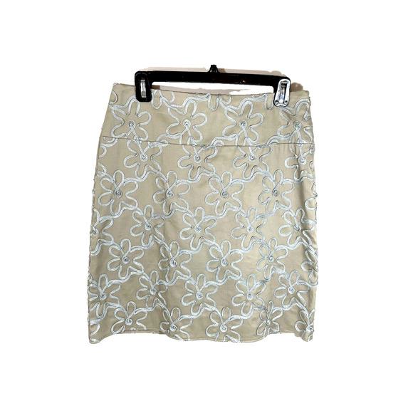 Sevier Skirts Custom Made Tan and Metallic Silver Pencil Skirt Sz 4 - Picture 1 of 7